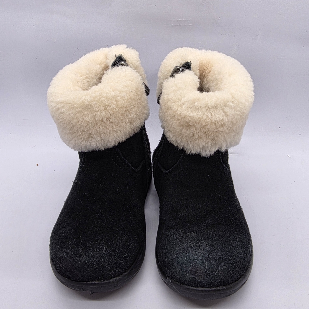 Genuine UGG Toddler Jorie Ii Boots Black Girls Shearling & Suede Zipper Sz 6 EUC